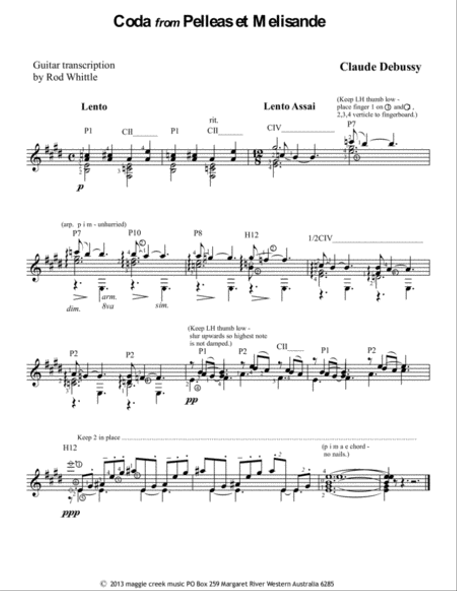Coda from Pelleas et Melisande Classical Guitar scores gallery preview page 1