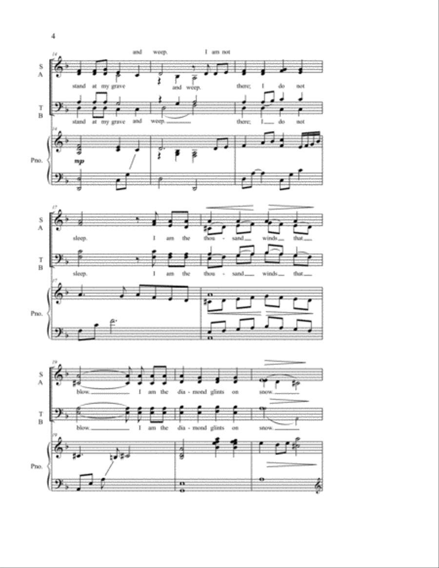Do Not Stand at My Grave and Weep 4-Part scores gallery preview page 3