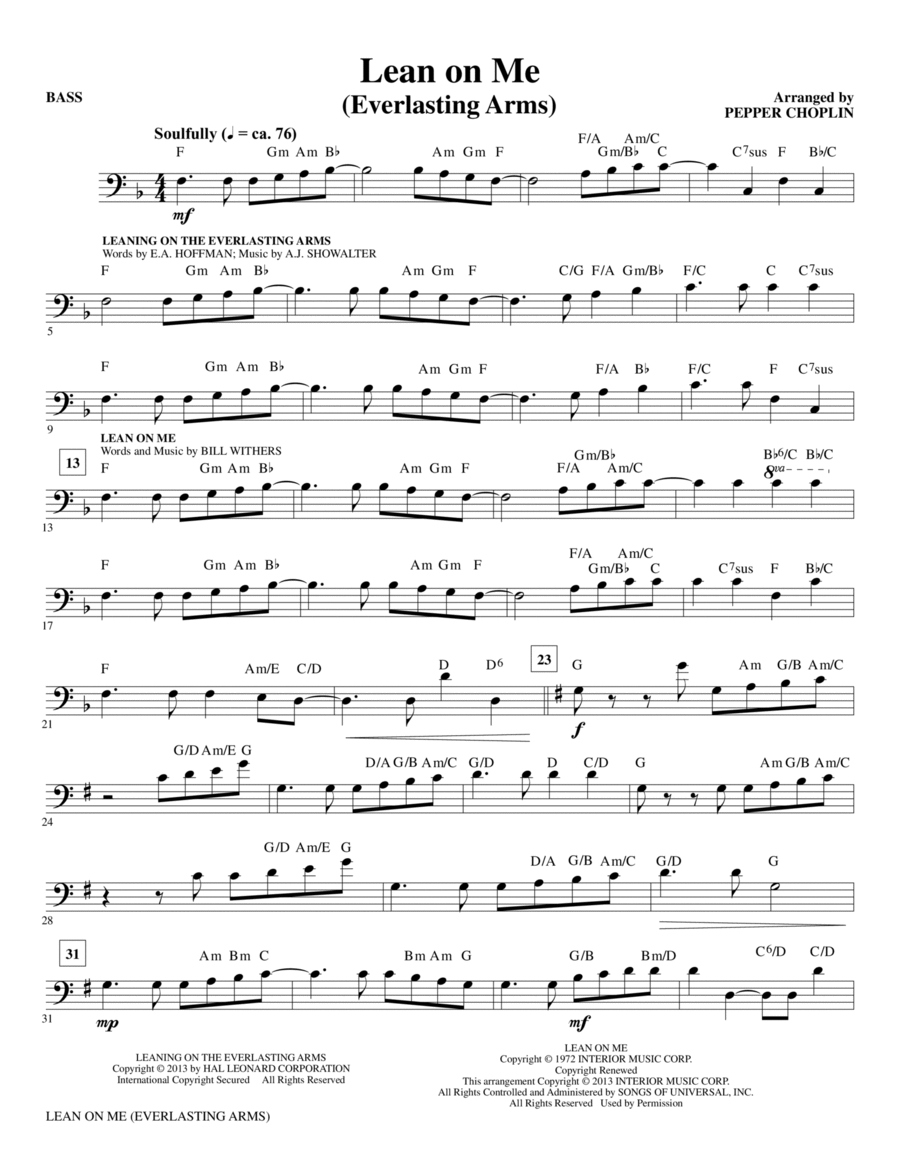 Lean on Me (Everlasting Arms) - Bass Choir scores gallery preview page 1