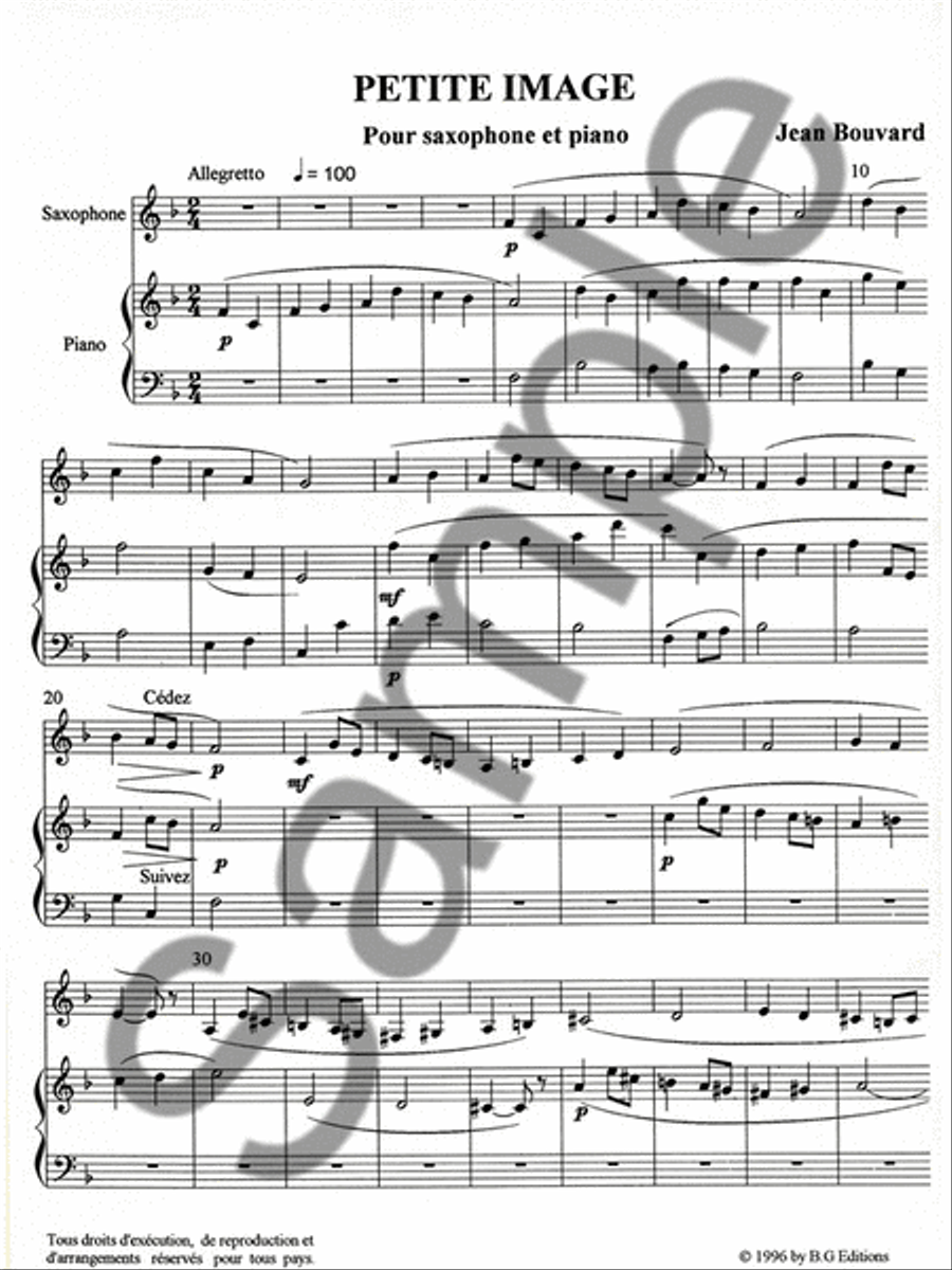Petite Image (saxophone-alto & Piano) Saxophone scores gallery preview page 2