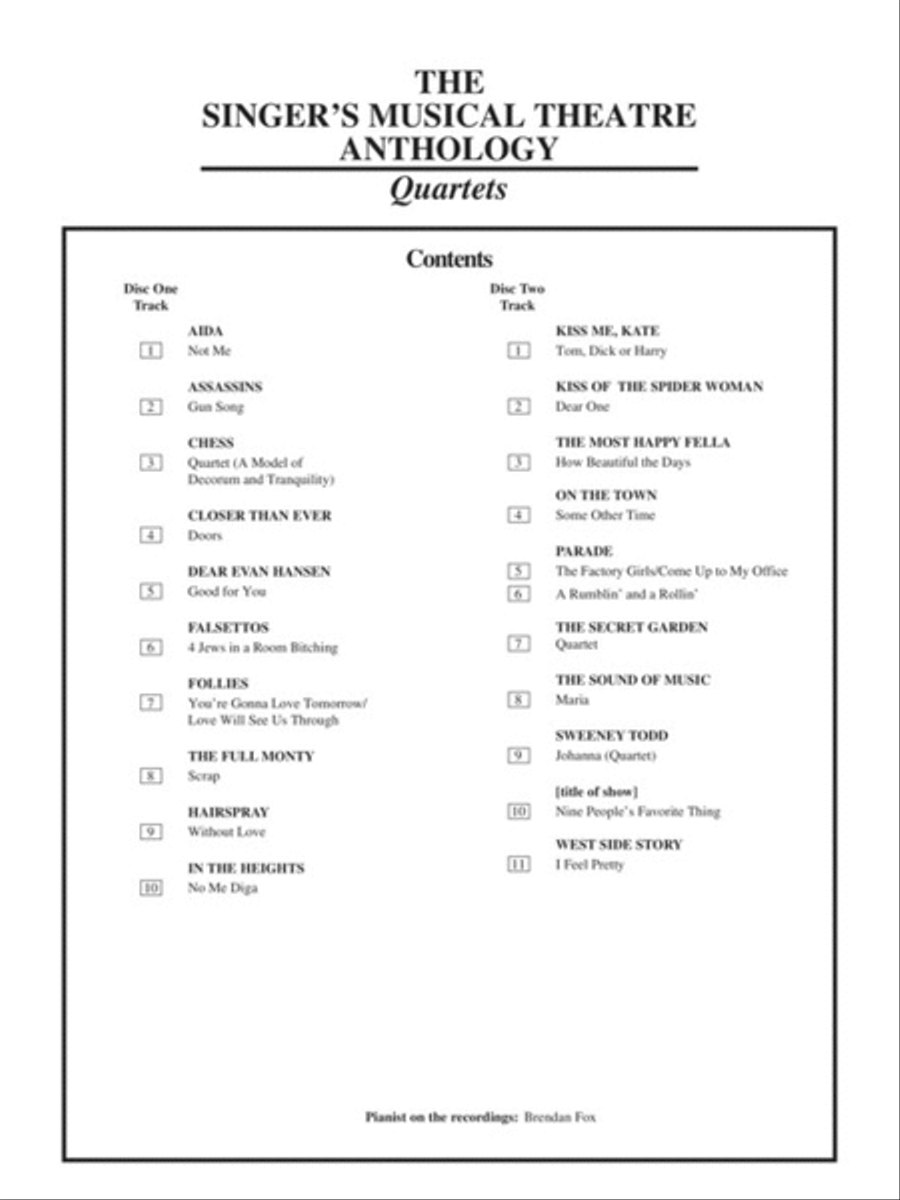 Singer's Musical Theatre Anthology Quartets Voice scores gallery preview page 2