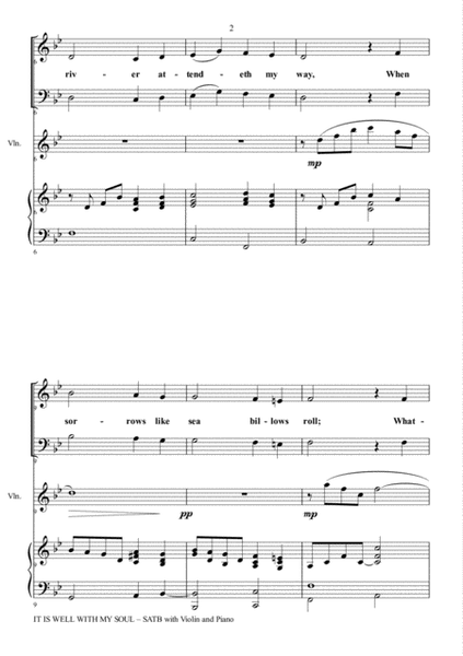 IT IS WELL WITH MY SOUL (Choir - SATB with Violin & Piano) image number null