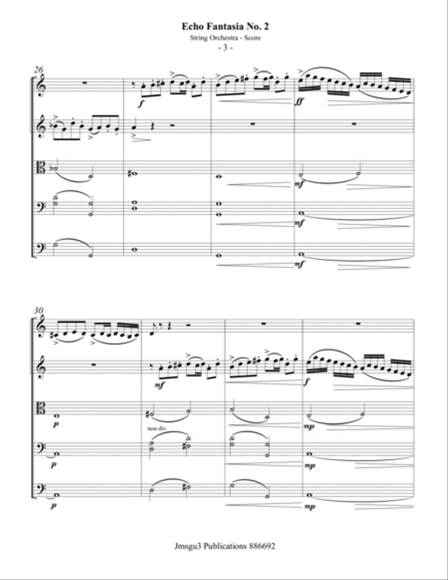 Sweelinck: Echo Fantasia No. 2 for String Orchestra String Orchestra scores gallery preview page 3
