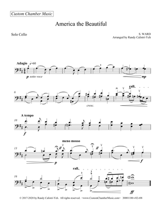 Book cover for America The Beautiful (solo cello)