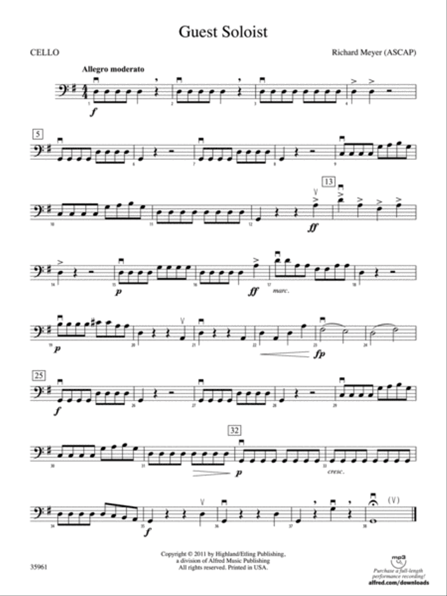 Guest Soloist: Cello Guest Soloist: Cello String Orchestra scores gallery preview page 1