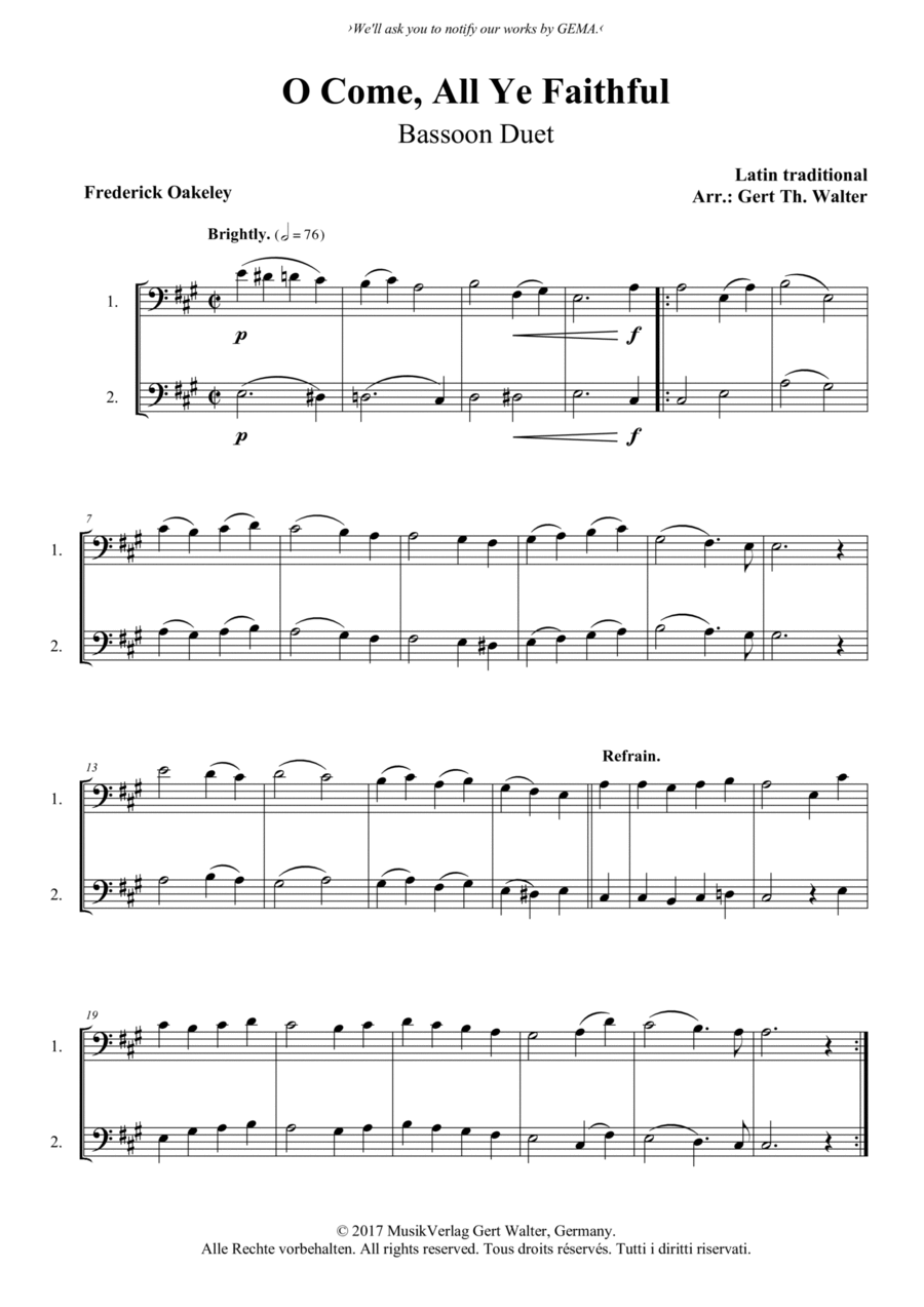 O Come, All Ye Faithful Woodwind Duet scores gallery preview page 1
