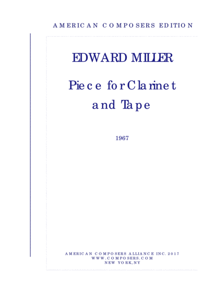 [MillerE] Piece for Clarinet and Tape