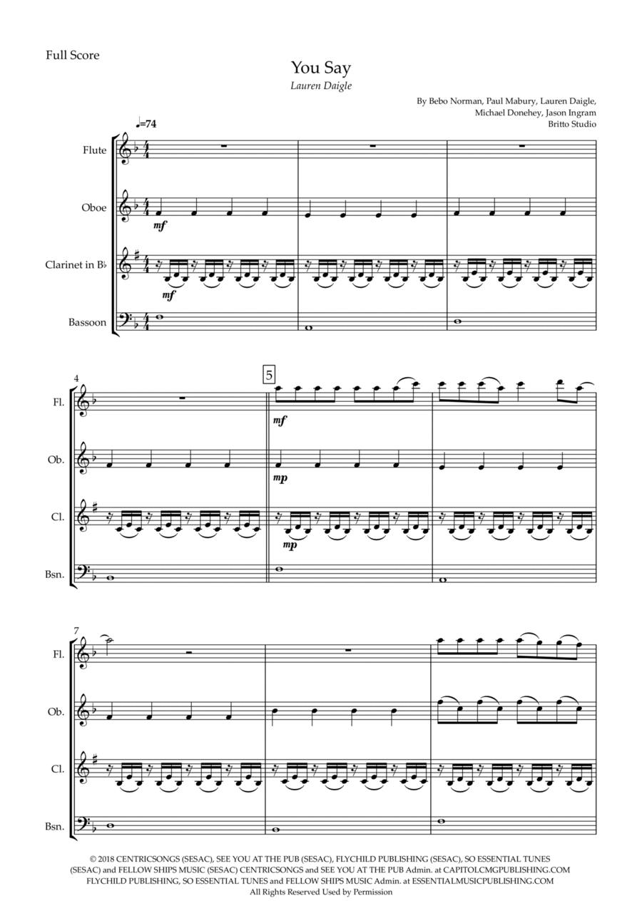 You Say You Say Woodwind Quartet scores gallery preview page 1