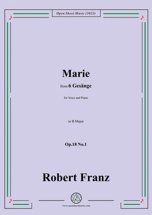 Book cover for Franz-Marie,in B Major,Op.18 No.1,for Voice and Piano