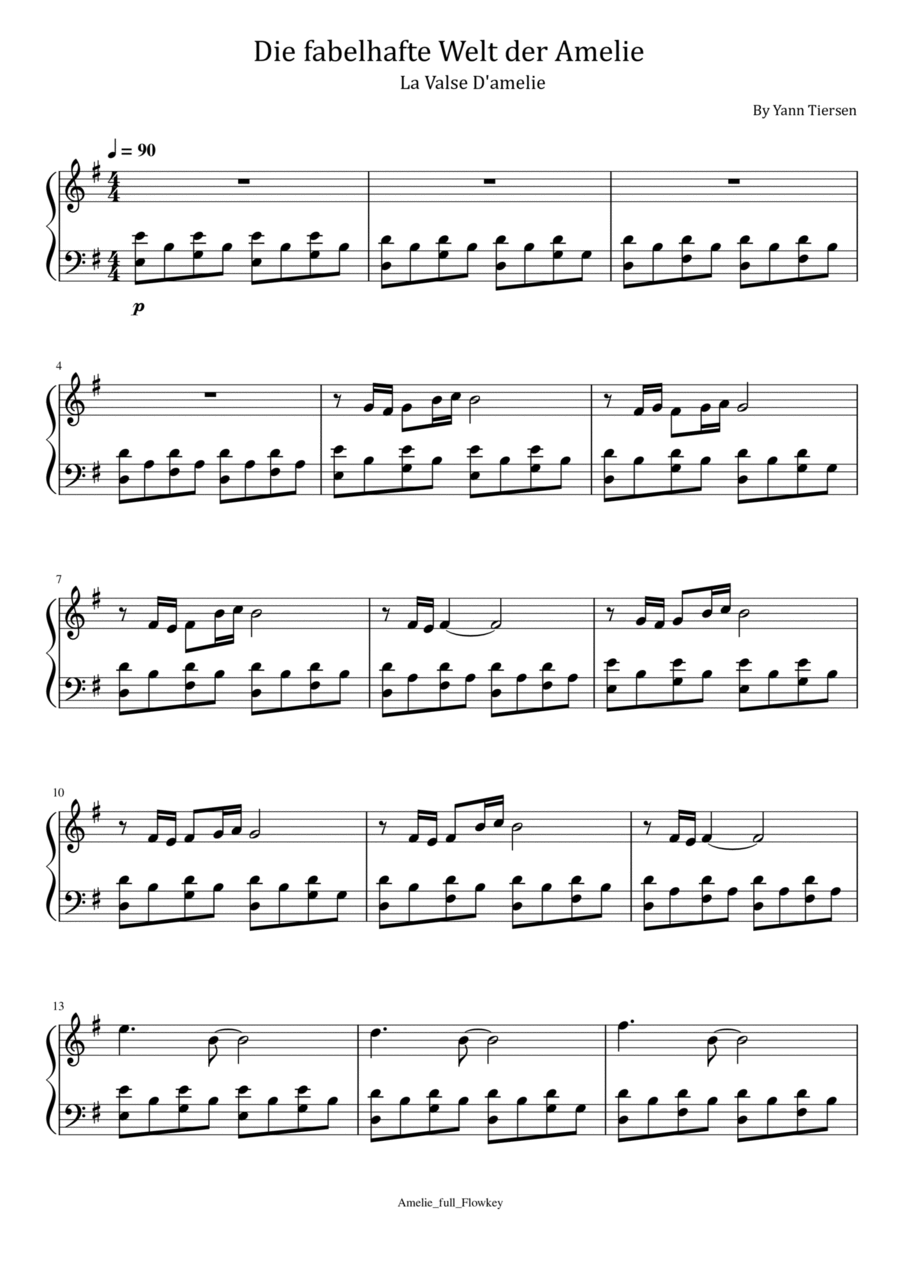 La Valse D'amelie Piano Solo scores gallery preview page 1