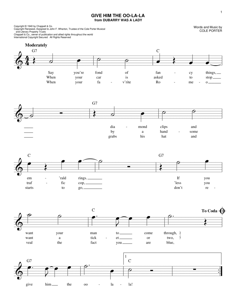 Give Him The Oo-La-La Piano scores gallery preview page 1
