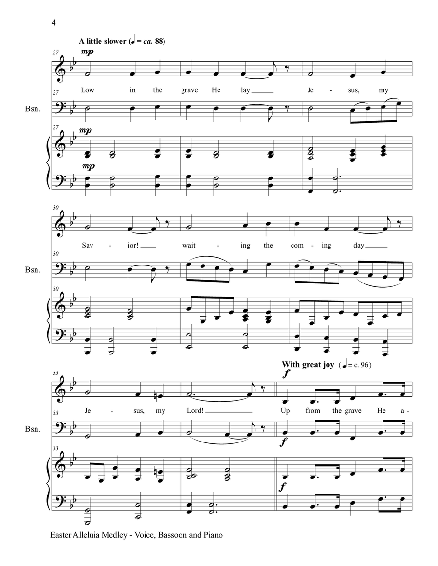 3 GREAT EASTER HYMNS (Voice, Bassoon & Piano with Score/Parts) Small Ensemble scores gallery preview page 5