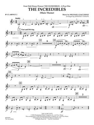 The Incredibles (Main Theme) (arr. Johnnie Vinson) - Bb Clarinet 2