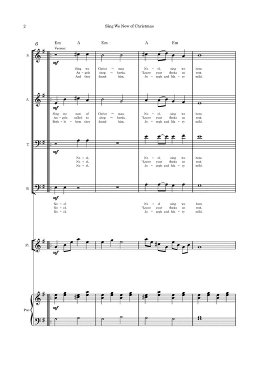 Sing We Now of Christmas - SATB, flute or violin or cello and piano (parts included) image number null