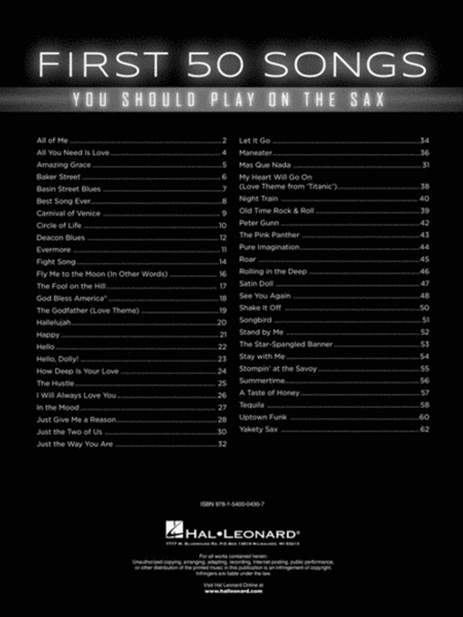 First 50 Songs You Should Play on the Sax