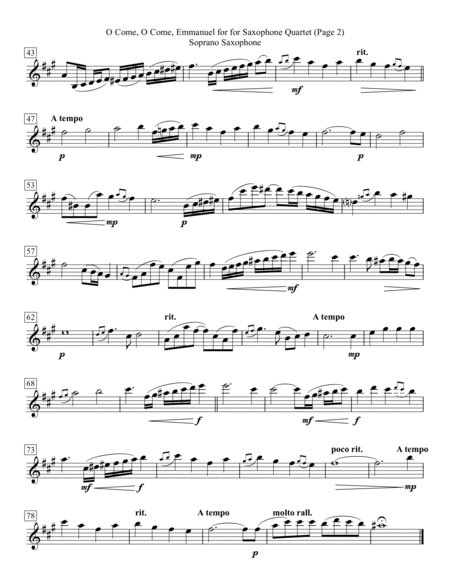 O Come, O Come, Emmanuel for Saxophone Quartet image number null