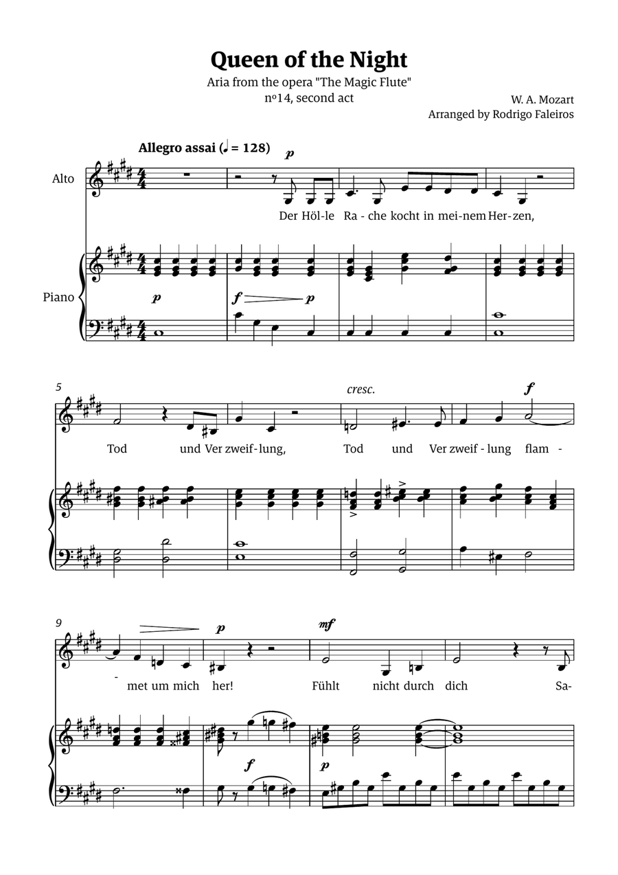 Queen of the Night (aria) - for ALTO in C# minor Chamber Music scores gallery preview page 1