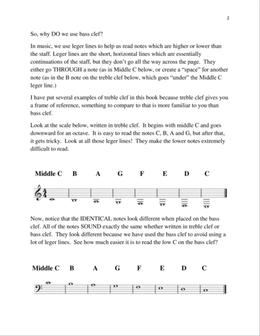 The Bass Clef Survival Guide, a learning guide all about bass clef Lap Harp scores gallery preview page 5