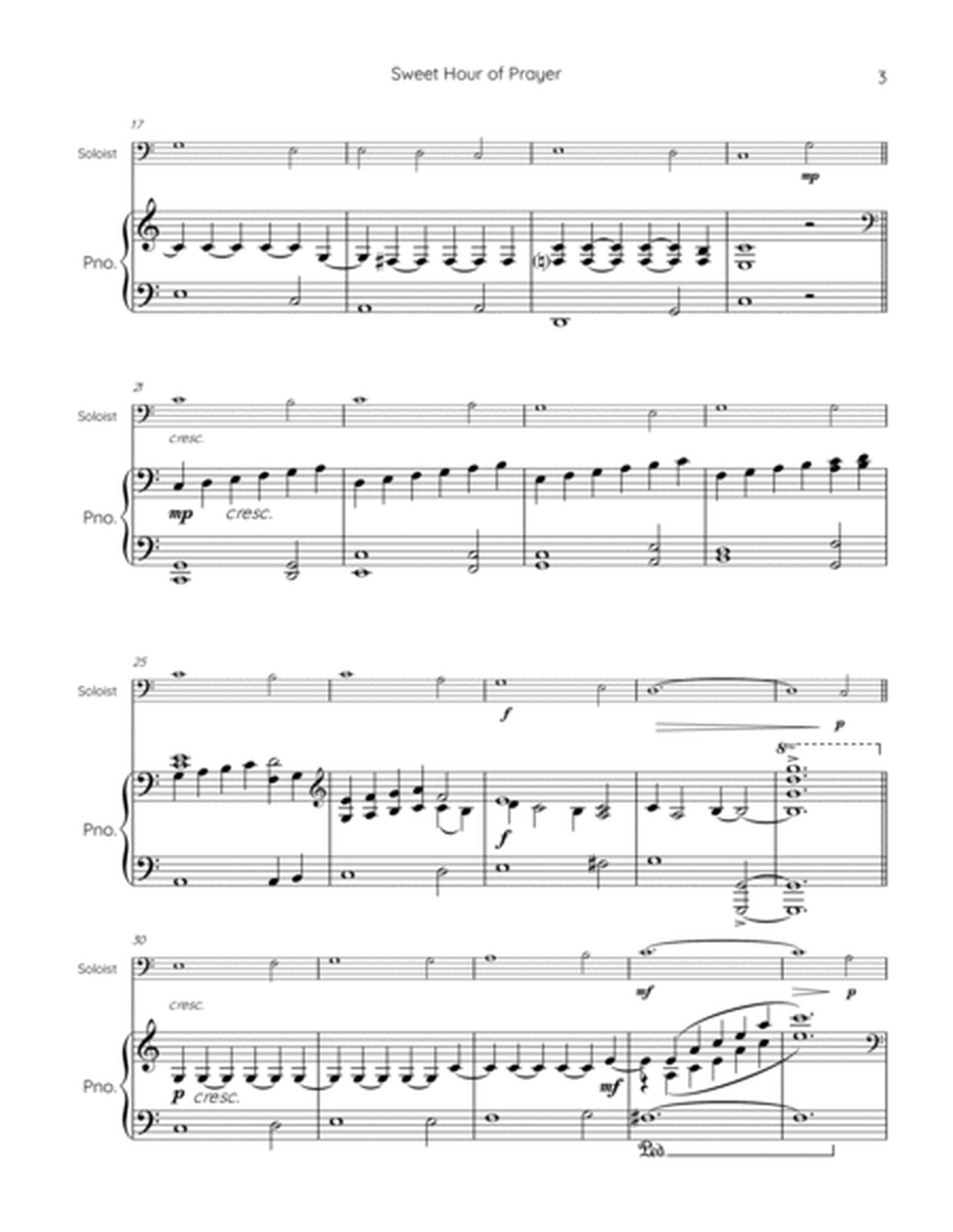 Sweet Hour of Prayer - For Bass Clef Soloist in C and Piano image number null