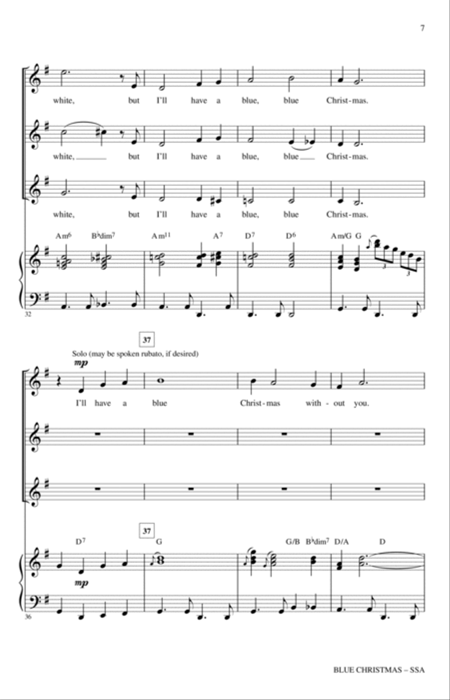 Blue Christmas SSA scores gallery preview page 5