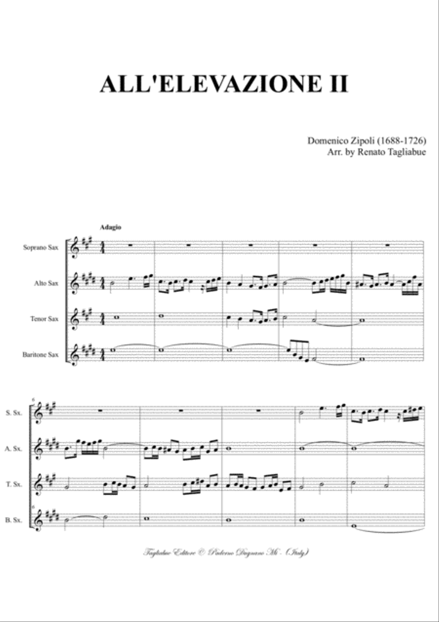 TOCCATA ALL'ELEVAZIONE II in C Maior - D. Zipoli - From Sonate d Woodwind Quartet scores gallery preview page 2