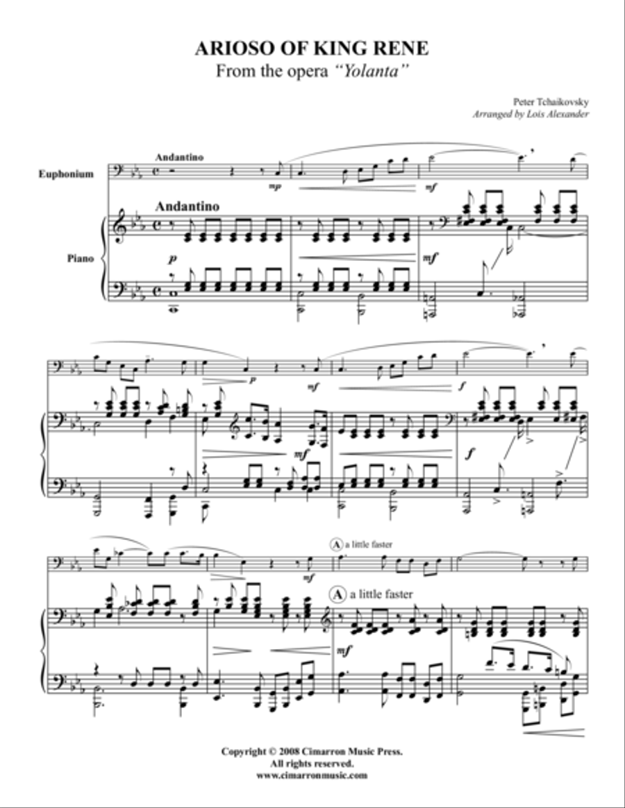 Arioso of King Rene Euphonium scores gallery preview page 1