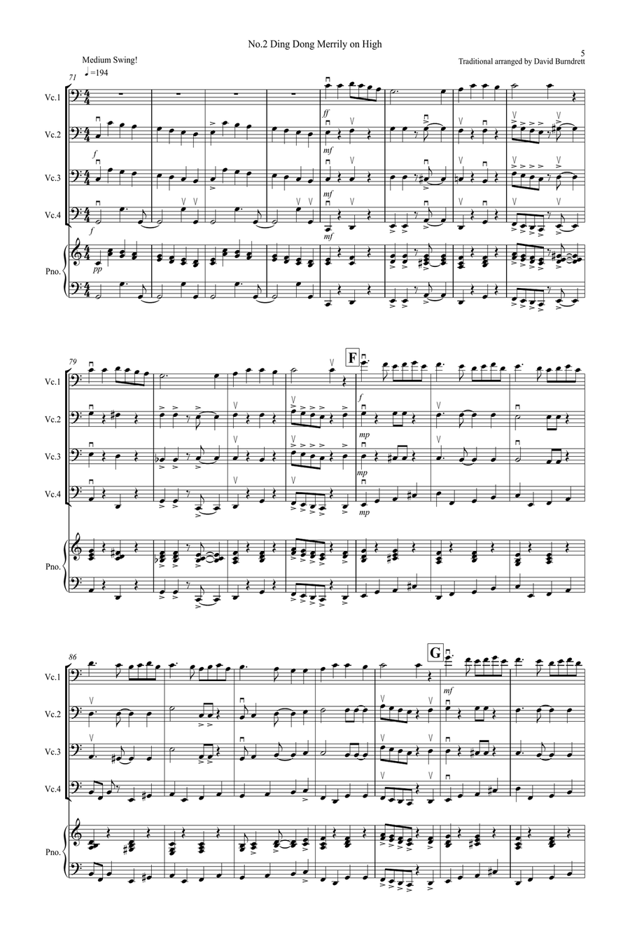 3 Jazzy Christmas Pieces for Cello Quartet Cello Solo scores gallery preview page 5