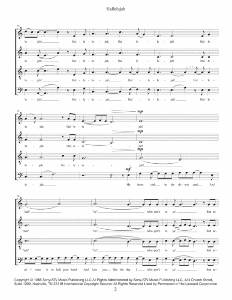 Hallelujah 4-Part scores gallery preview page 4
