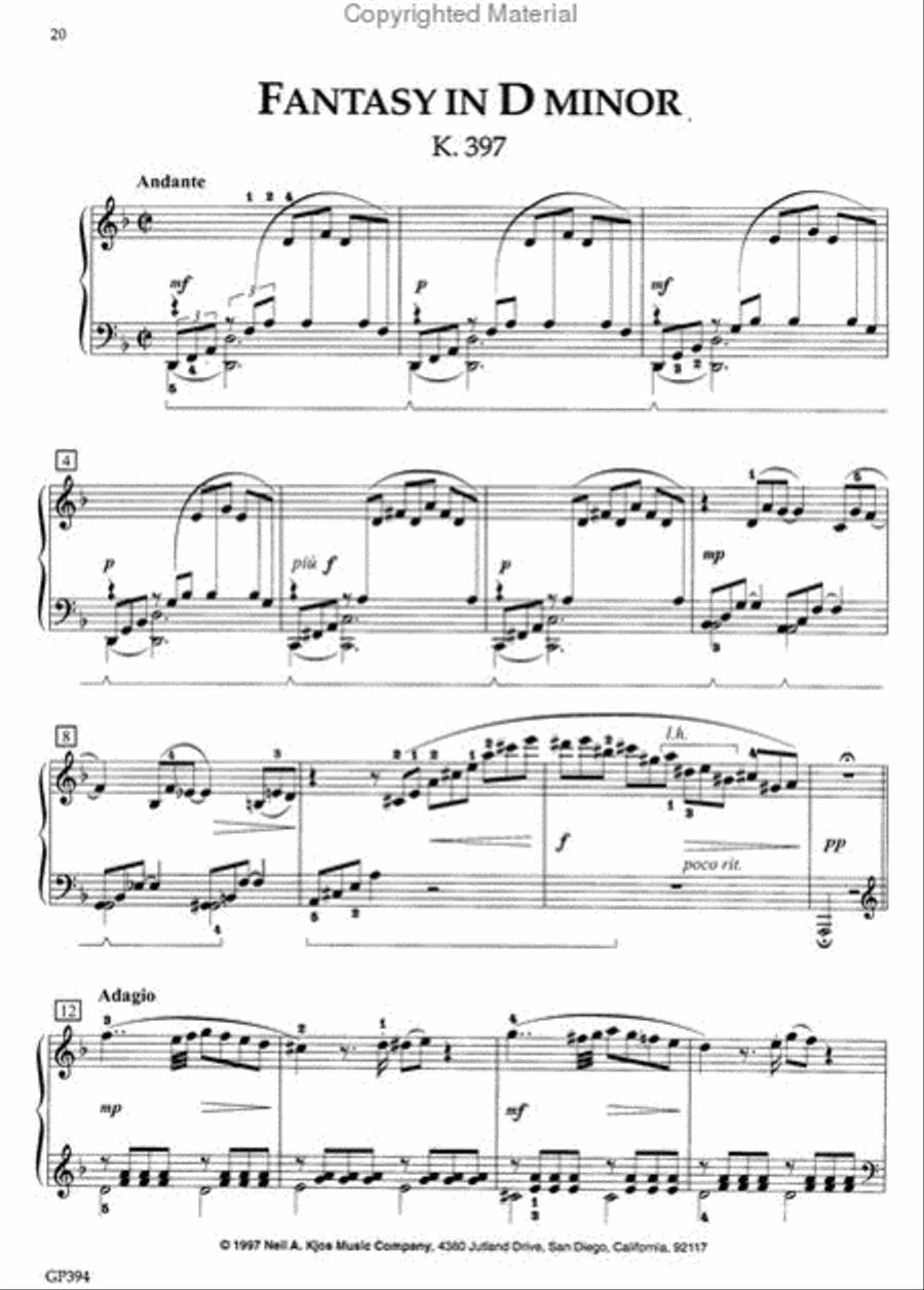 Mozart Selected Works For Piano Piano Solo scores gallery preview page 3