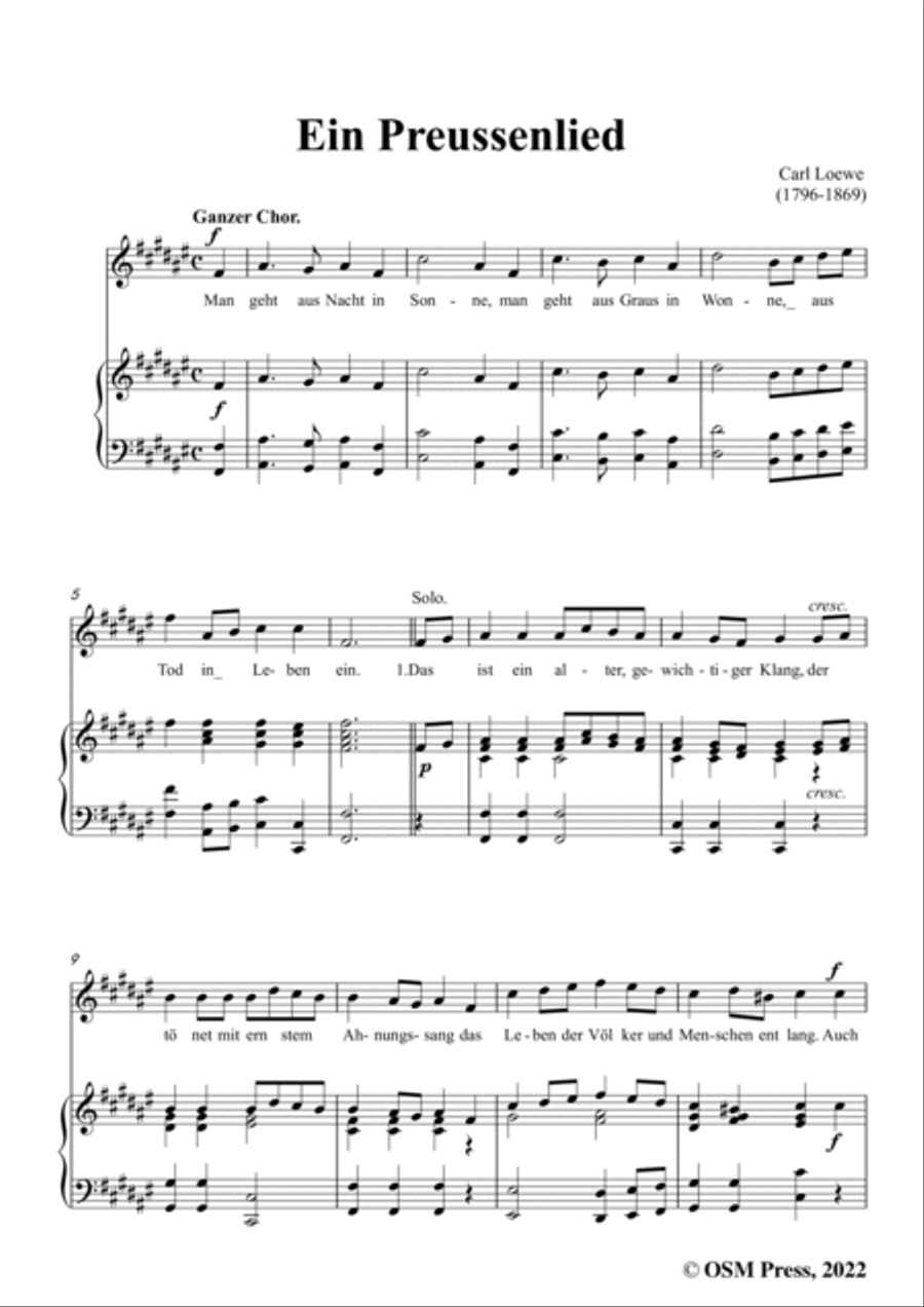 Loewe-Ein Preussenlied,in F sharp Major,for Voice and Piano Voice Solo scores gallery preview page 3
