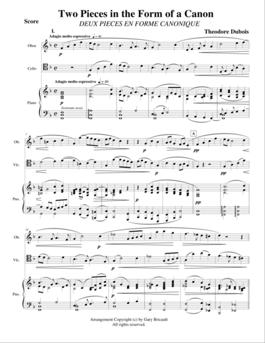 Two Pieces in the Form of a Canon Oboe scores gallery preview page 1