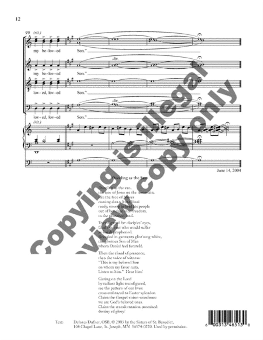 Dazzling as the Sun Dazzling as the Sun 4-Part scores gallery preview page 12