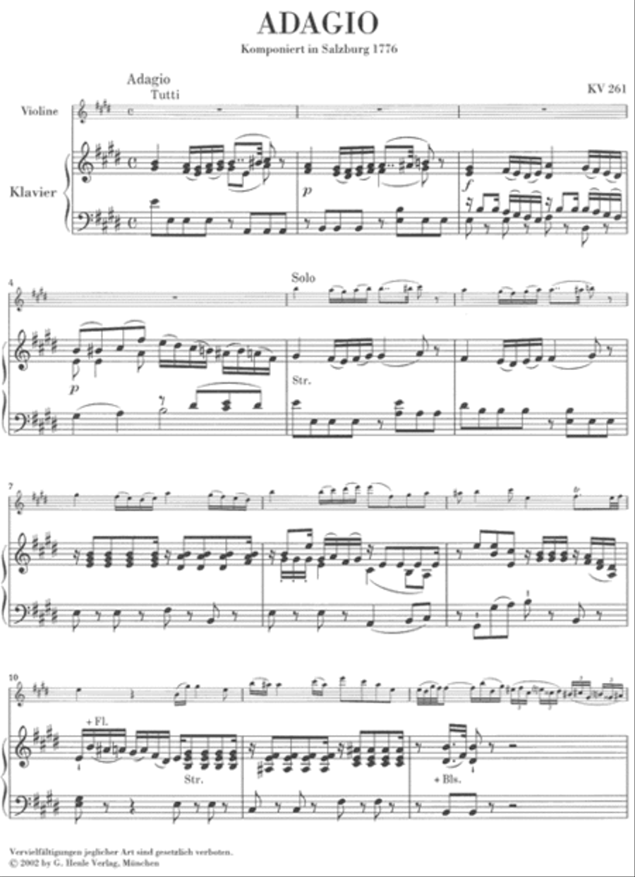 Single Movements for Violin and Orchestra K261, 269 and 373 Violin Solo scores gallery preview page 2