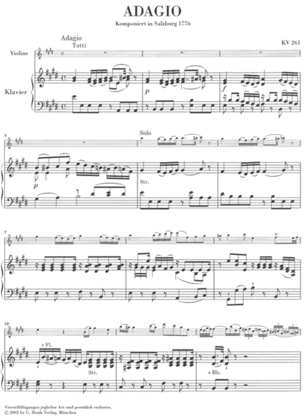 Single Movements for Violin and Orchestra K261, 269 and 373