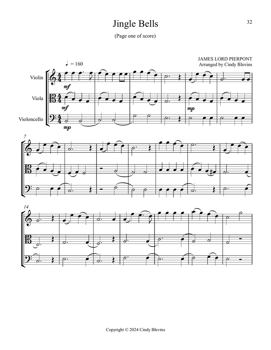 Violin, Viola and Cello for Christmas, Vol. III (12 Arrangements) String Trio scores gallery preview page 3