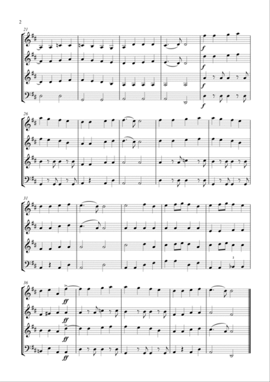 Ode to Joy for junior string quartet String Quartet scores gallery preview page 2