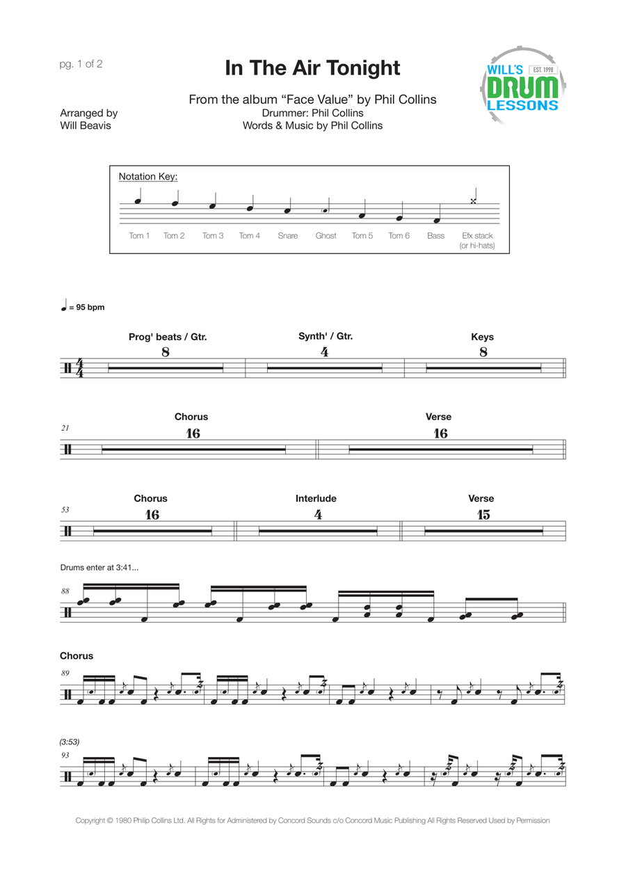 In The Air Tonight Drum Set scores gallery preview page 1