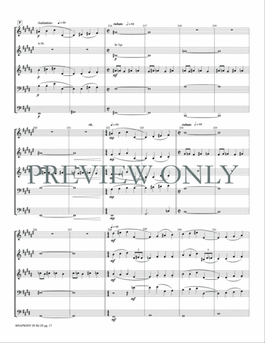 Rhapsody in Blue Rhapsody in Blue Brass Quintet scores gallery preview page 19