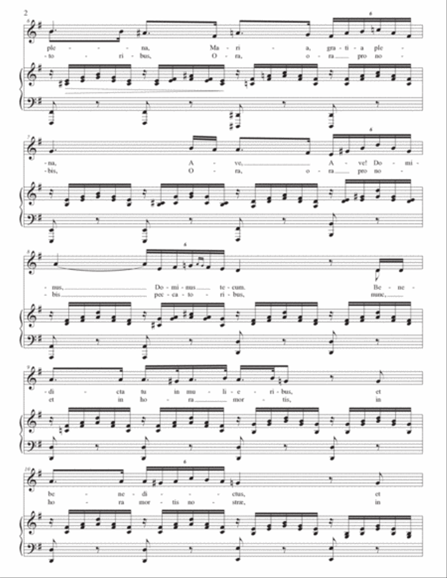 SCHUBERT: Ave Maria, D. 839 (transposed to G major and G-flat major) Piano, Vocal scores gallery preview page 3