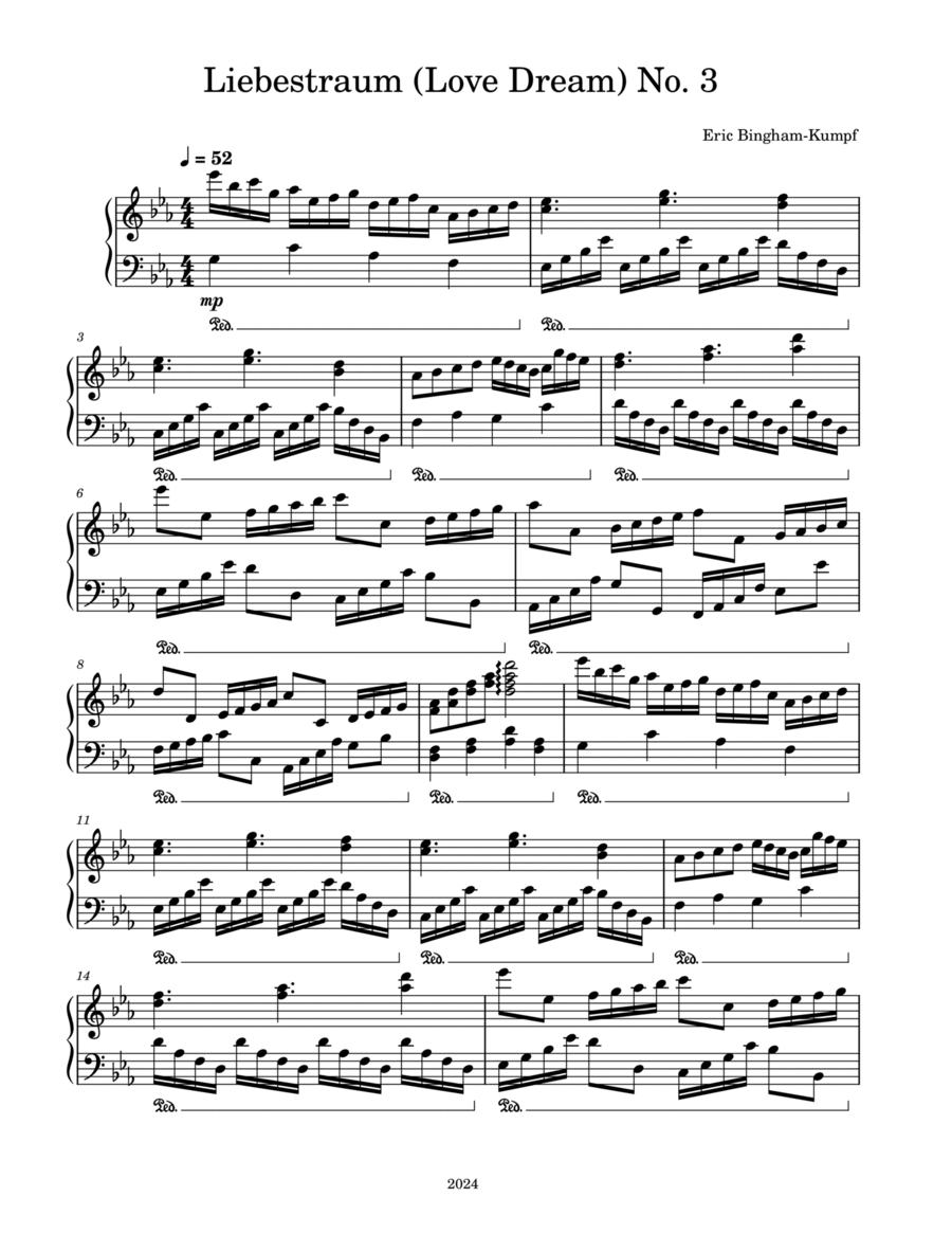 Liebestraum (Love Dream) No. 3 Piano Solo scores gallery preview page 1