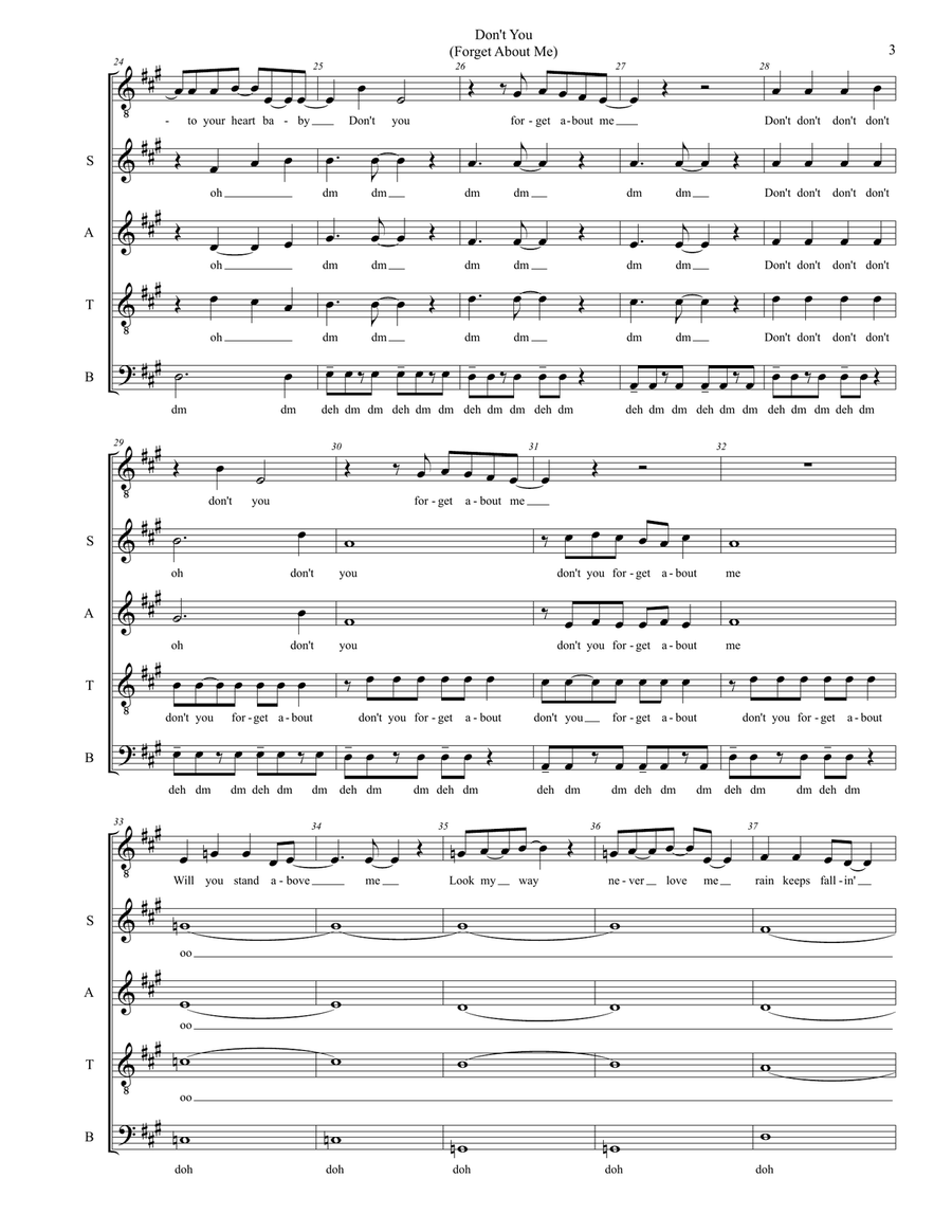 Don't You (forget About Me) 4-Part scores gallery preview page 3