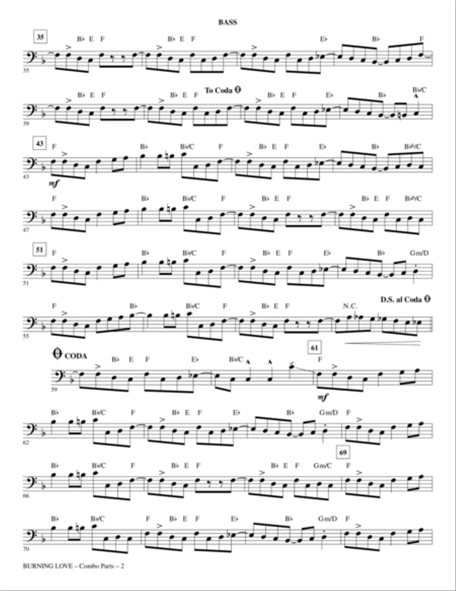 Burning Love (arr. Kirby Shaw) - Bass Choir scores gallery preview page 2