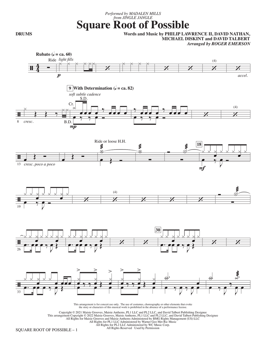 Square Root of Possible (from Jingle Jangle) (arr. Roger Emerson) - Drums