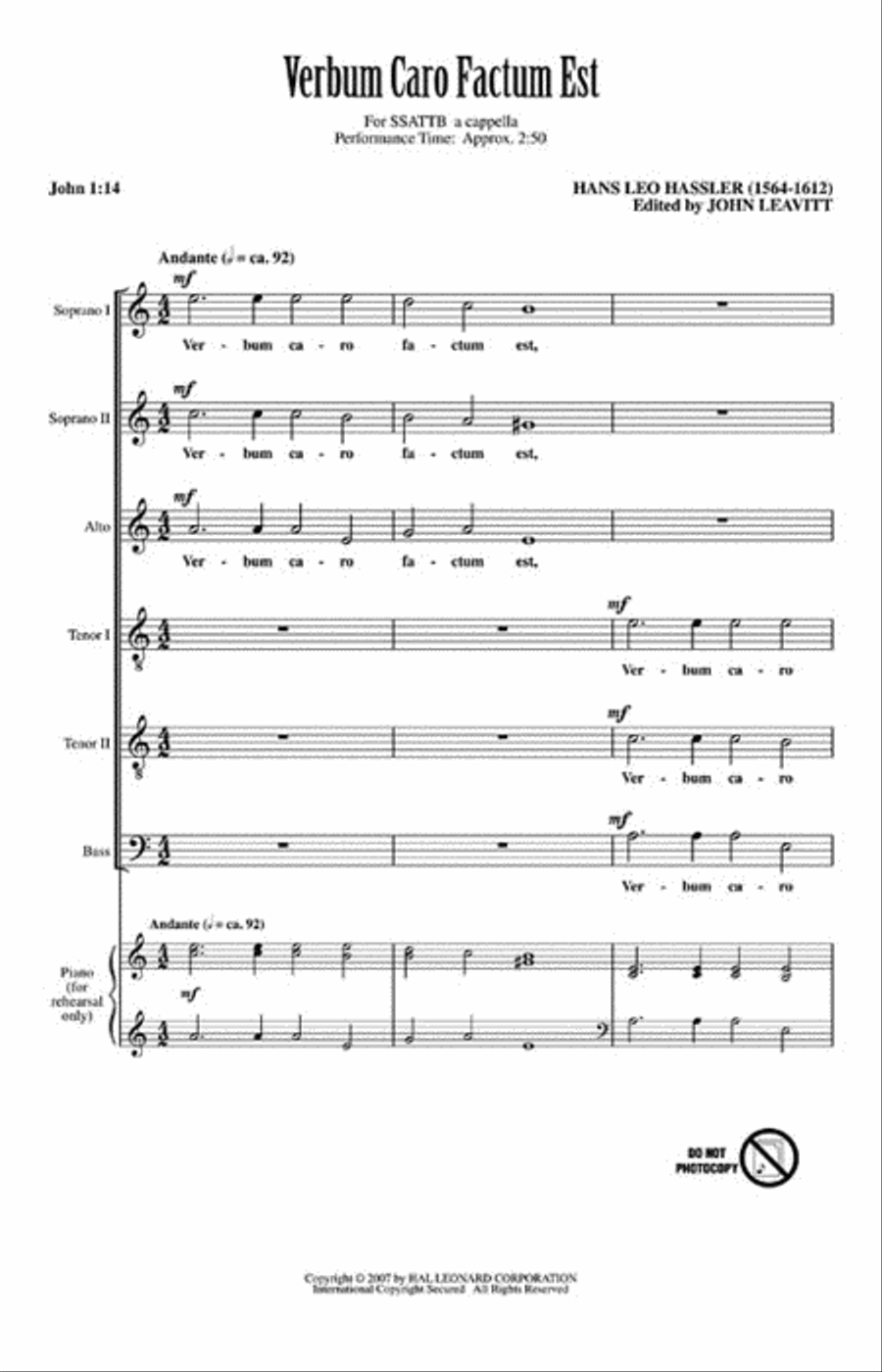 Verbum Caro Factum Est A Cappella scores gallery preview page 2