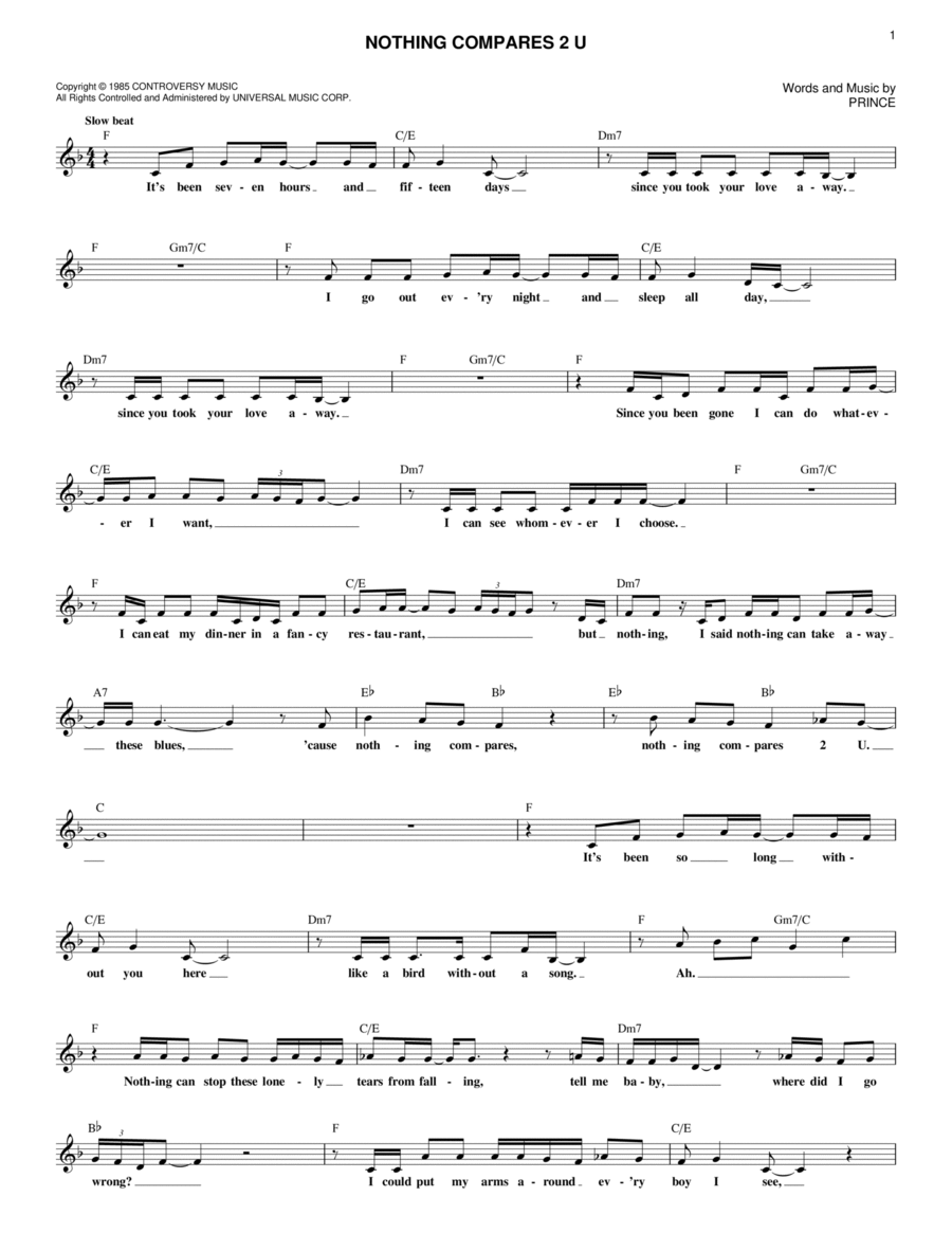 Nothing Compares 2 U Piano scores gallery preview page 1