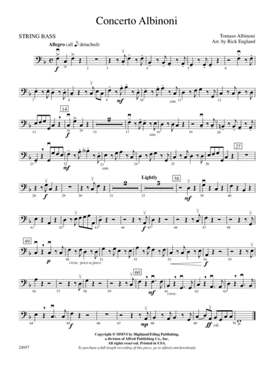 Concerto Albinoni: String Bass