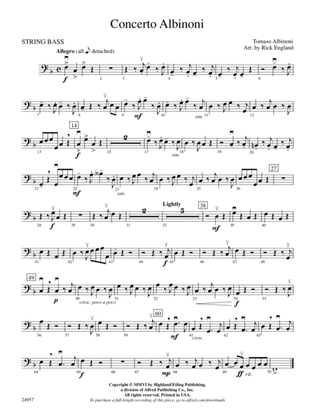 Book cover for Concerto Albinoni: String Bass