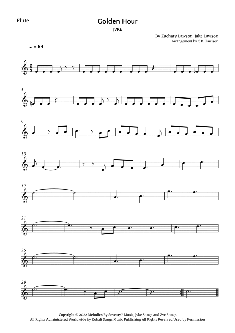 Golden Hour Flute Solo scores gallery preview page 1