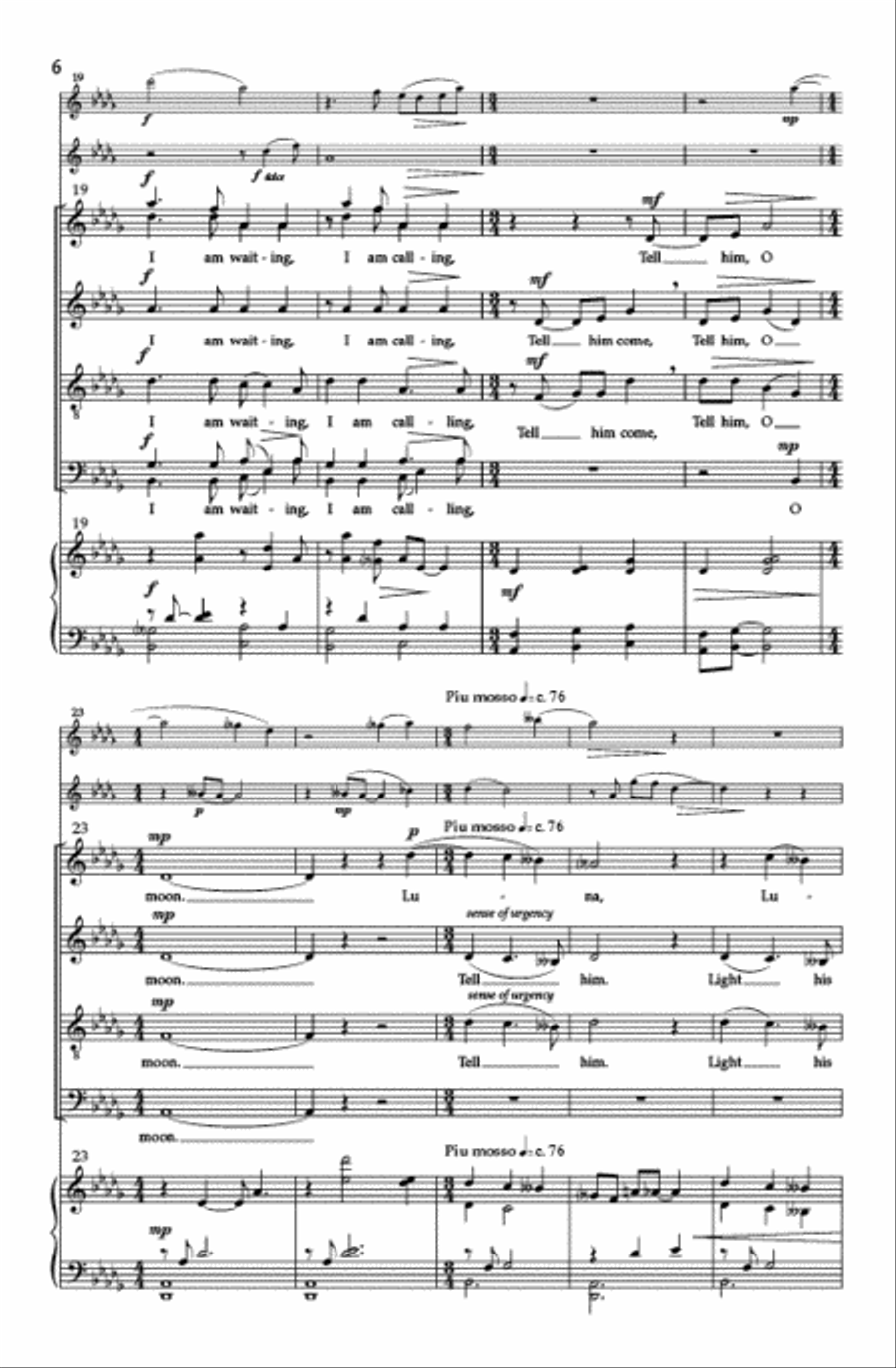 Song to the Moon (SATB divisi) Divisi scores gallery preview page 5