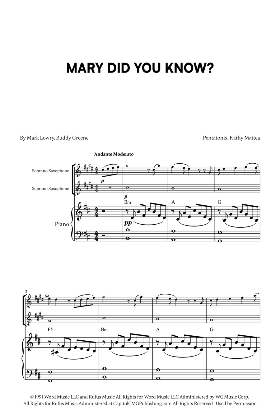 Mary, Did You Know? Mary, Did You Know? Woodwind Duet scores gallery preview page 1